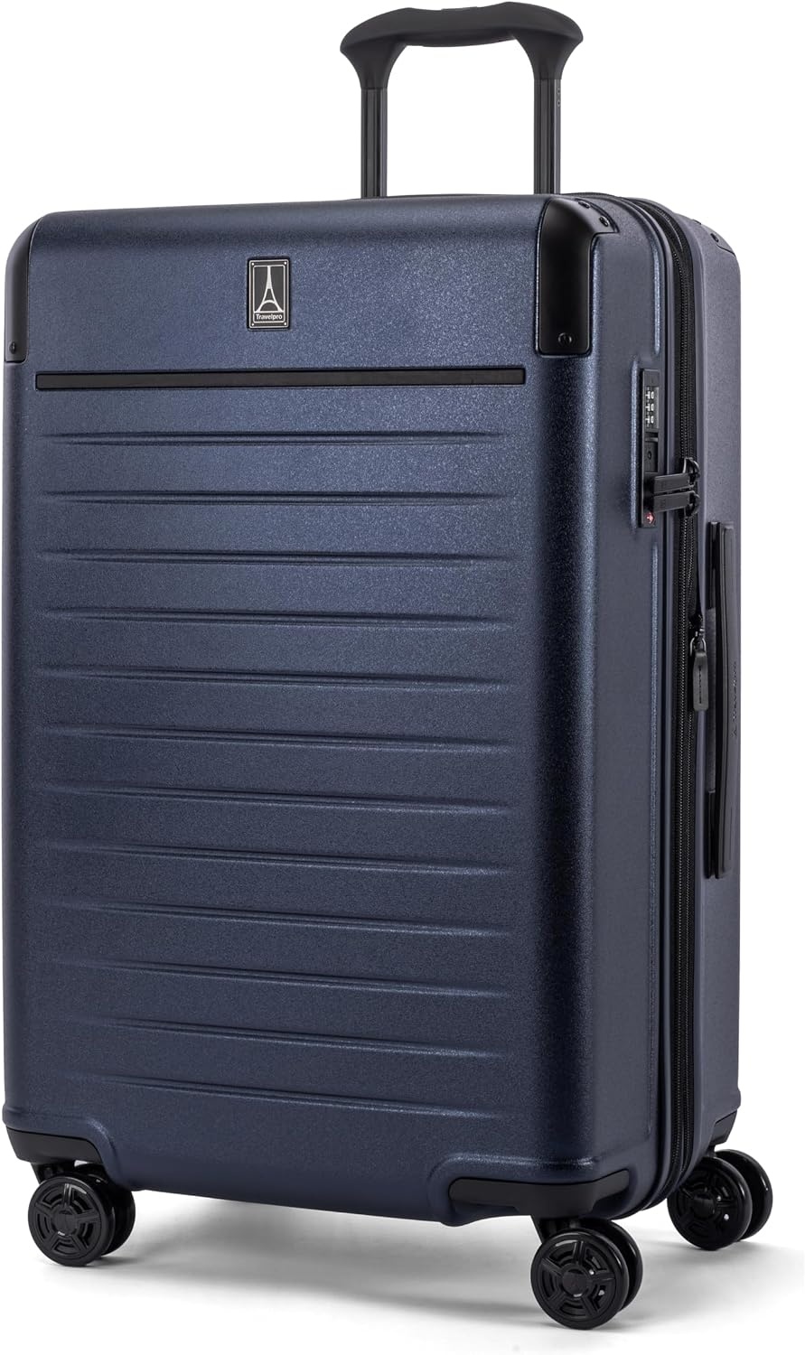 image:imageTravelpro Platinum Elite Hardside Checked Luggage Spinner Black 28InchAviator Navy