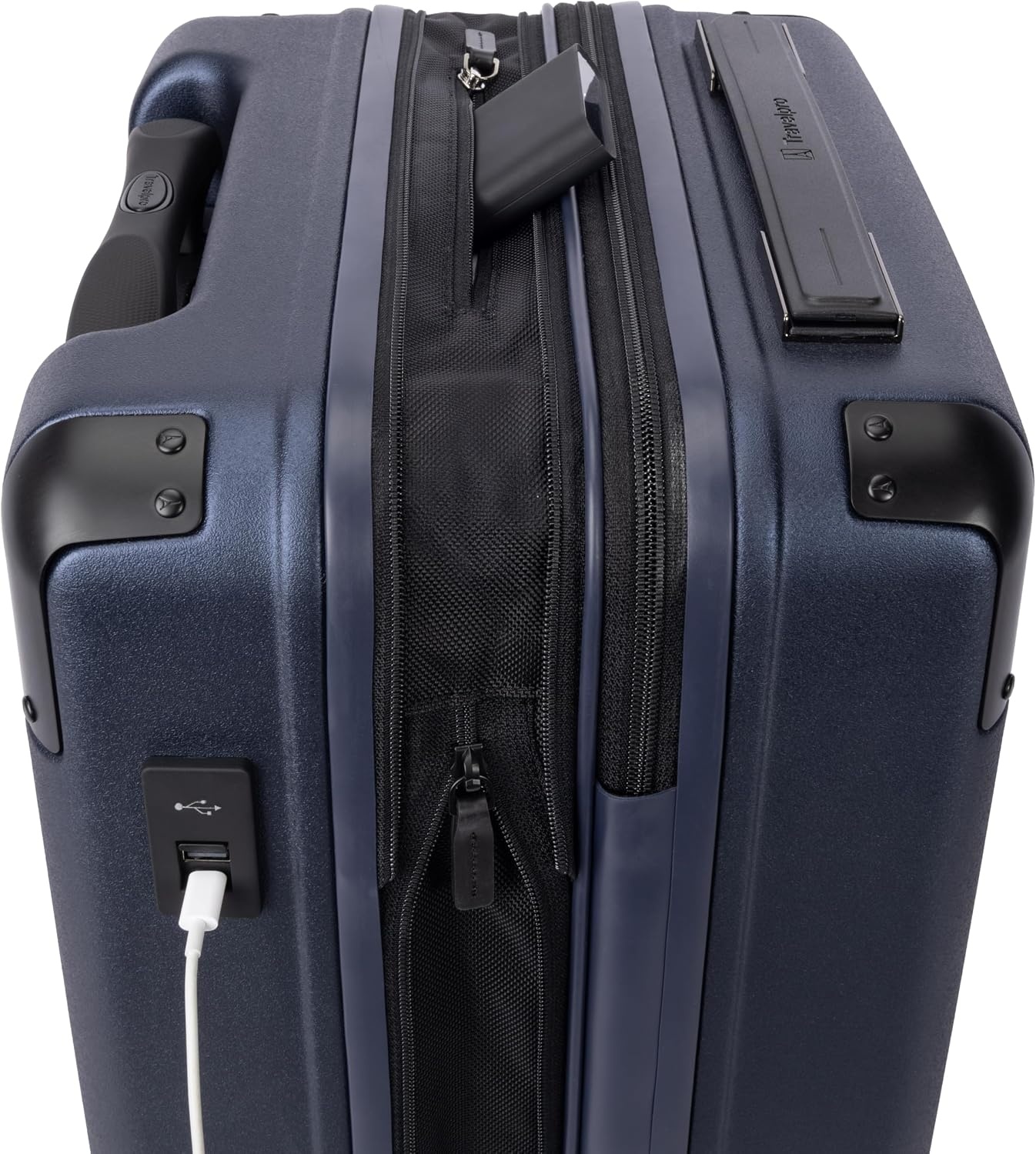 image:imageTravelpro Platinum Elite Hardside Checked Luggage Spinner Black 28InchAviator Navy