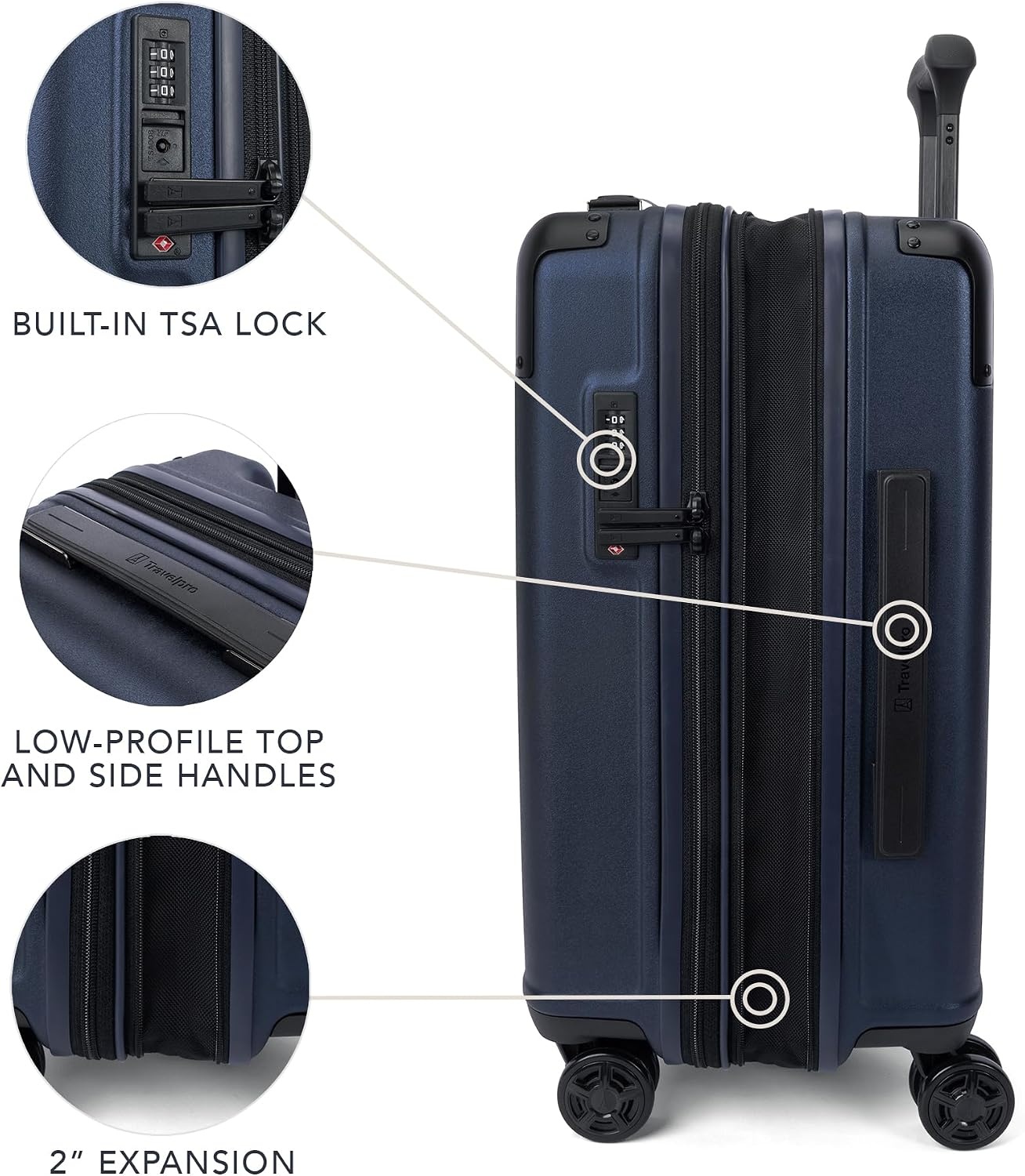 image:imageTravelpro Platinum Elite Hardside Checked Luggage Spinner Black 28InchAviator Navy