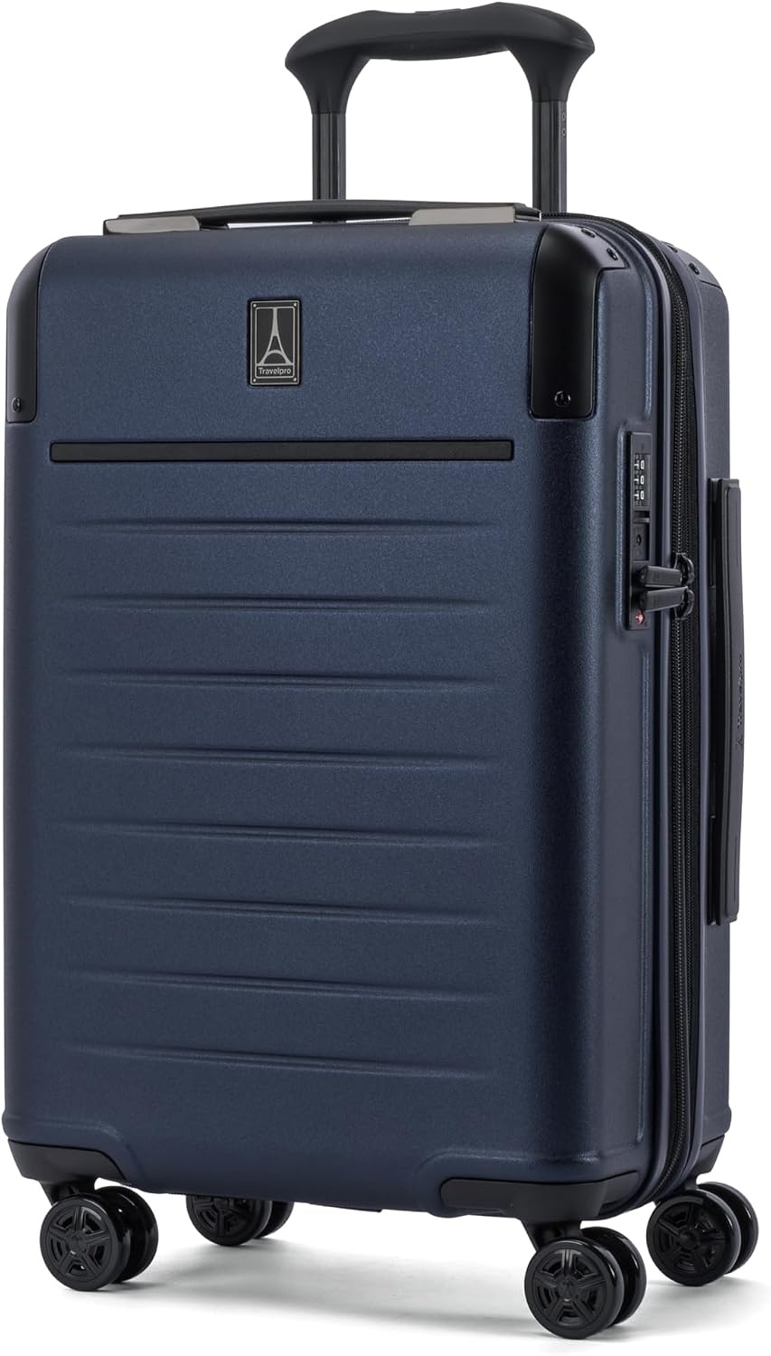 image:imageTravelpro Platinum Elite Hardside Checked Luggage Spinner Black 28InchAviator Navy