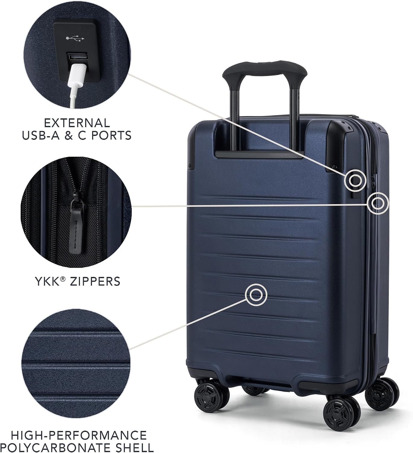 image:imageTravelpro Platinum Elite Hardside Checked Luggage Spinner Black 28InchAviator Navy
