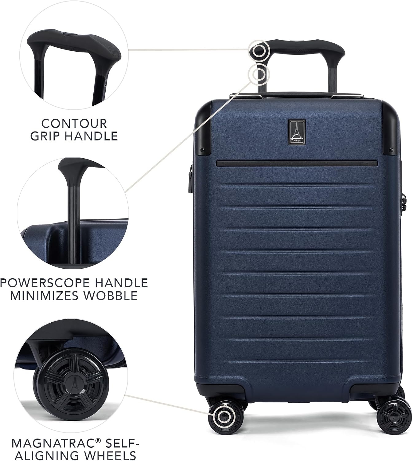 image:imageTravelpro Platinum Elite Hardside Checked Luggage Spinner Black 28InchAviator Navy