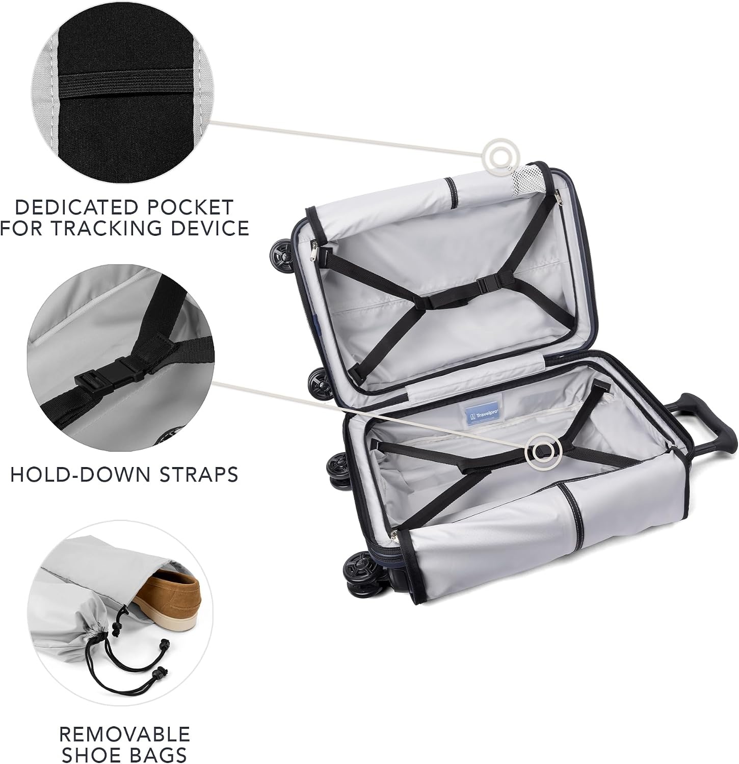 image:imageTravelpro Platinum Elite Hardside Checked Luggage Spinner Black 28InchAviator Navy