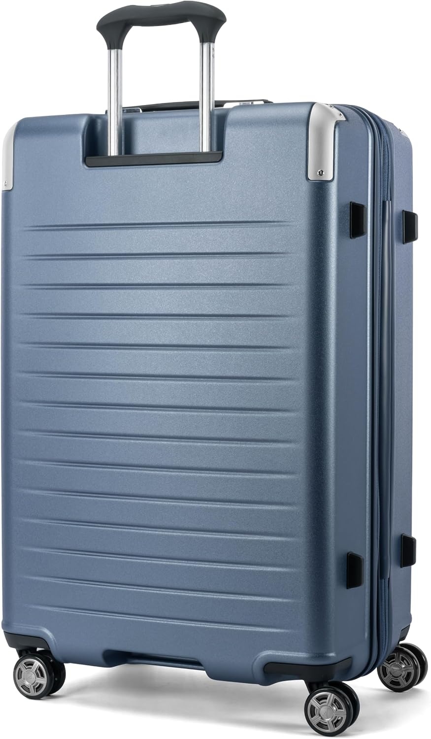 image:imageTravelpro Platinum Elite Hardside Checked Luggage Spinner Black 28InchDark Sky Blue