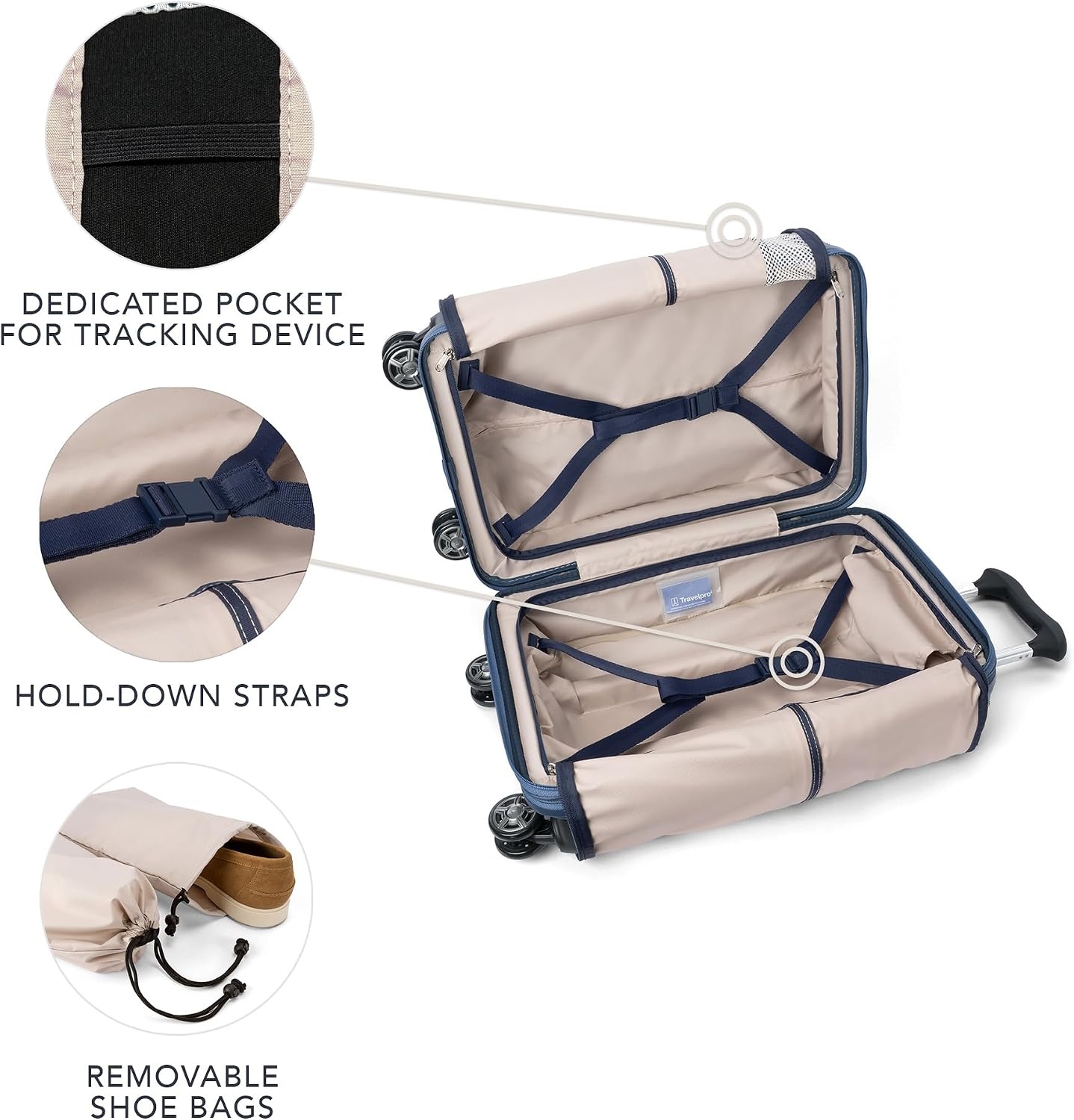 image:imageTravelpro Platinum Elite Hardside Checked Luggage Spinner Black 28InchDark Sky Blue