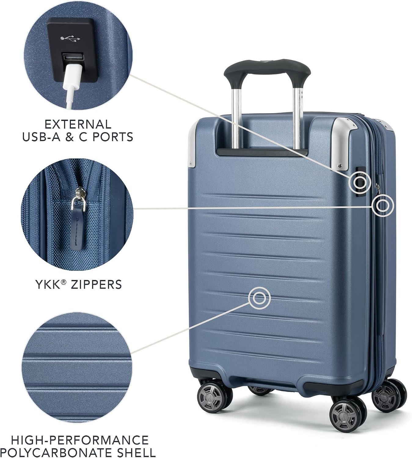image:imageTravelpro Platinum Elite Hardside Checked Luggage Spinner Black 28InchDark Sky Blue