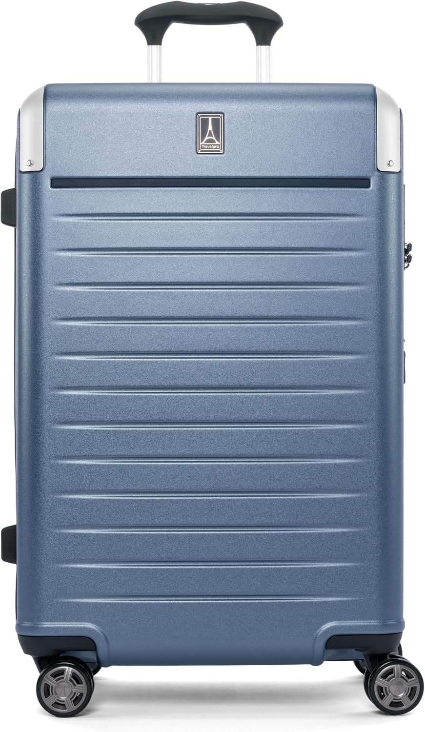 image:imageTravelpro Platinum Elite Hardside Checked Luggage Spinner Black 28InchDark Sky Blue