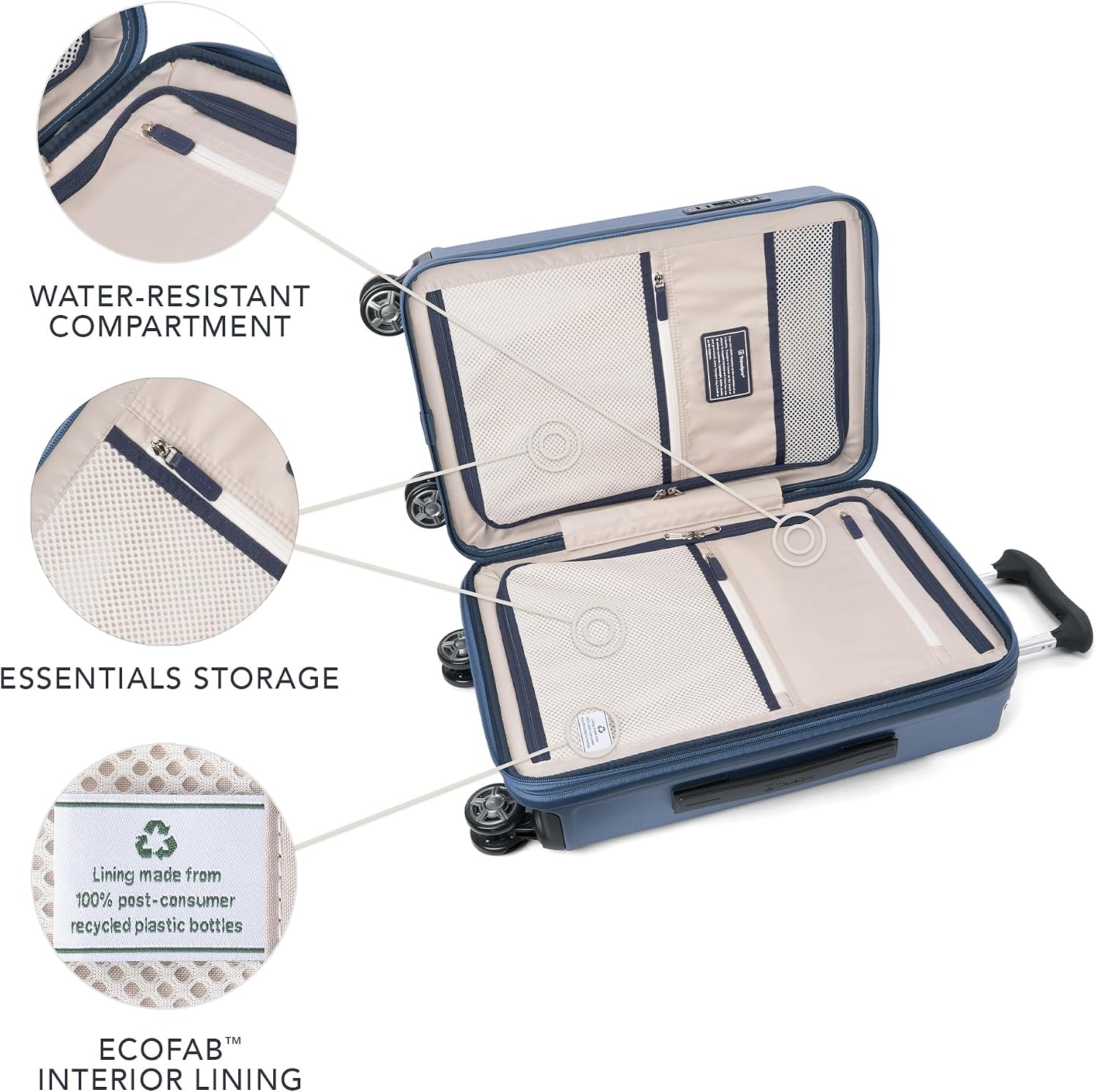 image:imageTravelpro Platinum Elite Hardside Checked Luggage Spinner Black 28InchDark Sky Blue