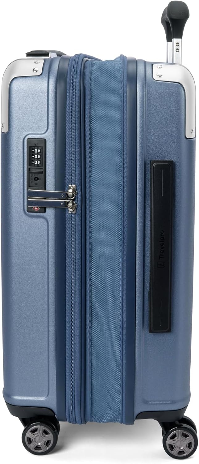 image:imageTravelpro Platinum Elite Hardside Checked Luggage Spinner Black 28InchDark Sky Blue