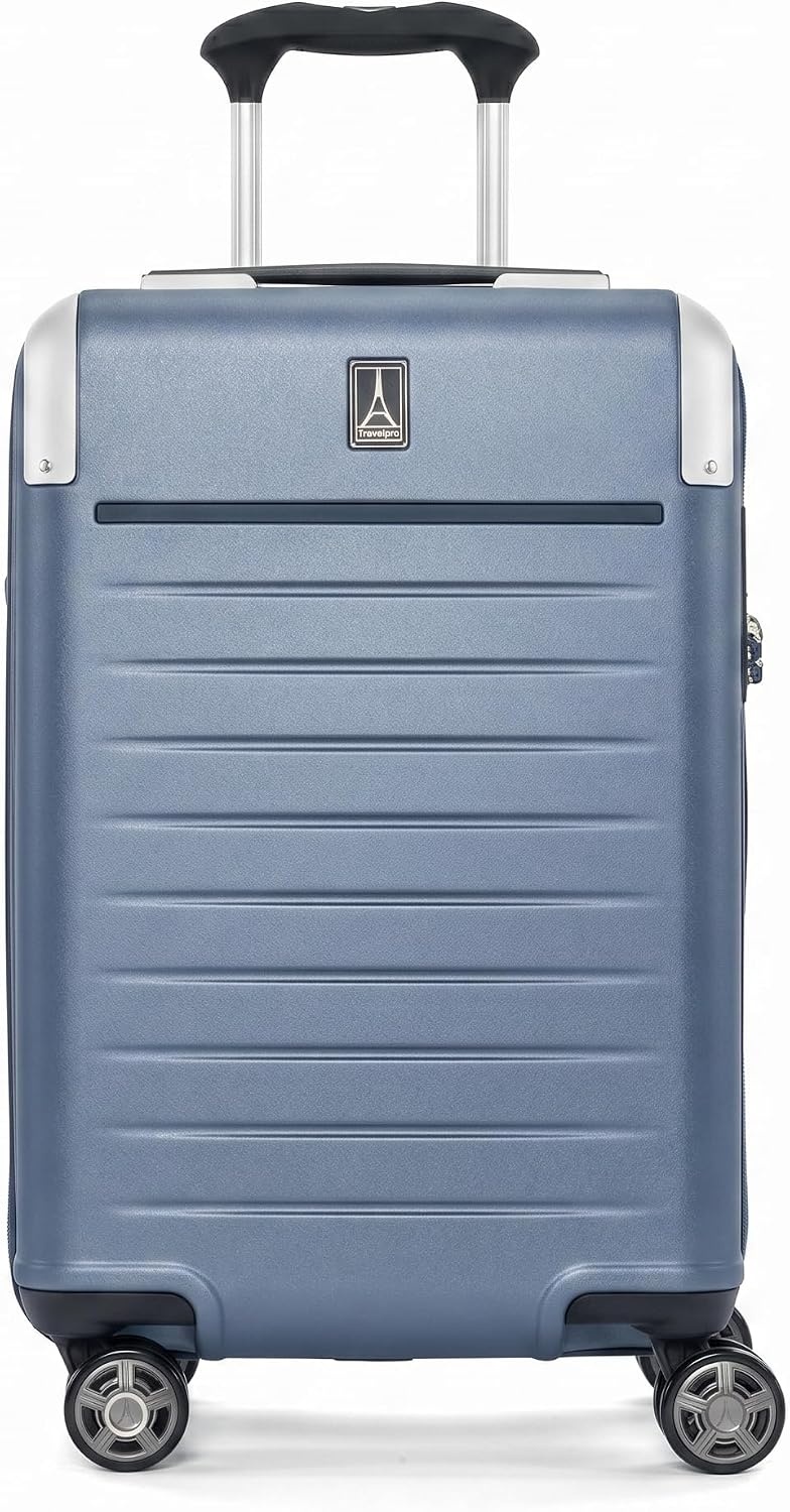 image:imageTravelpro Platinum Elite Hardside Checked Luggage Spinner Black 28InchDark Sky Blue