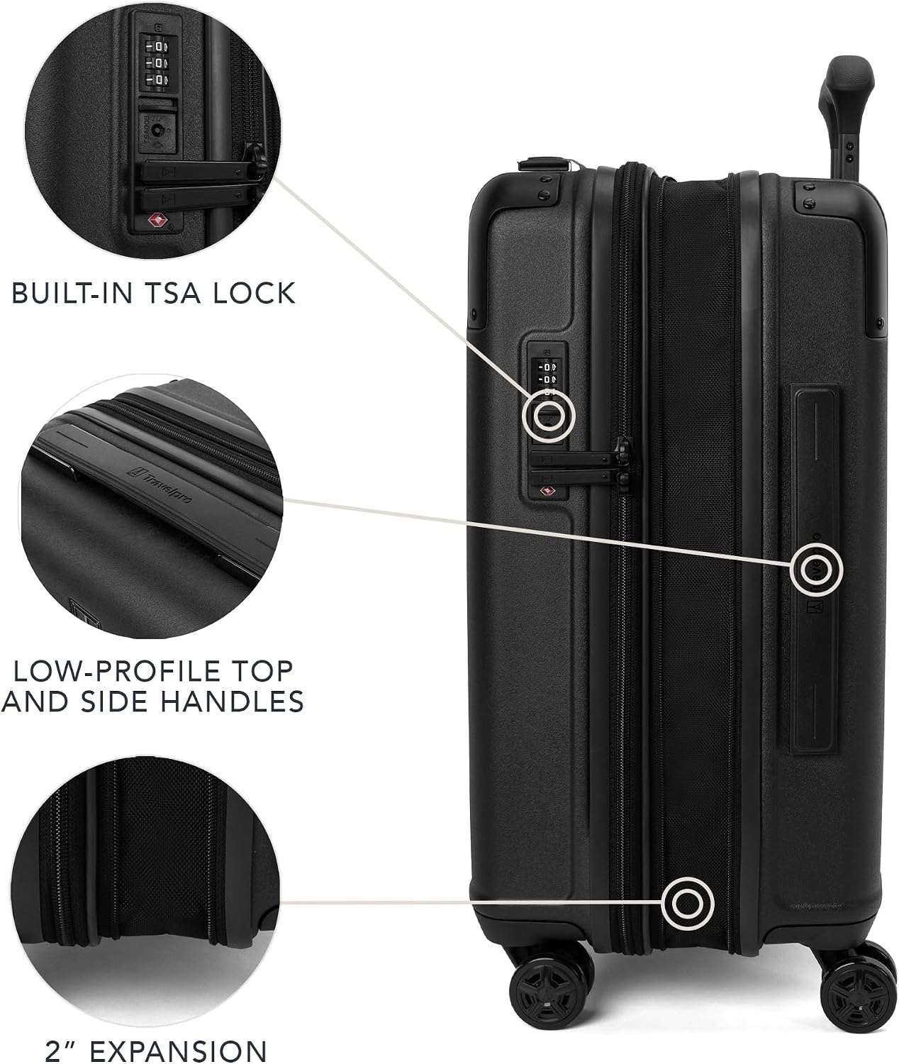 image:imageTravelpro Platinum Elite Hardside Checked Luggage Spinner Black 28InchJet Black