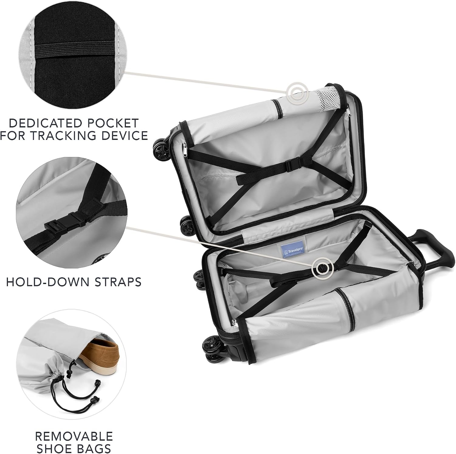 image:imageTravelpro Platinum Elite Hardside Checked Luggage Spinner Black 28InchJet Black