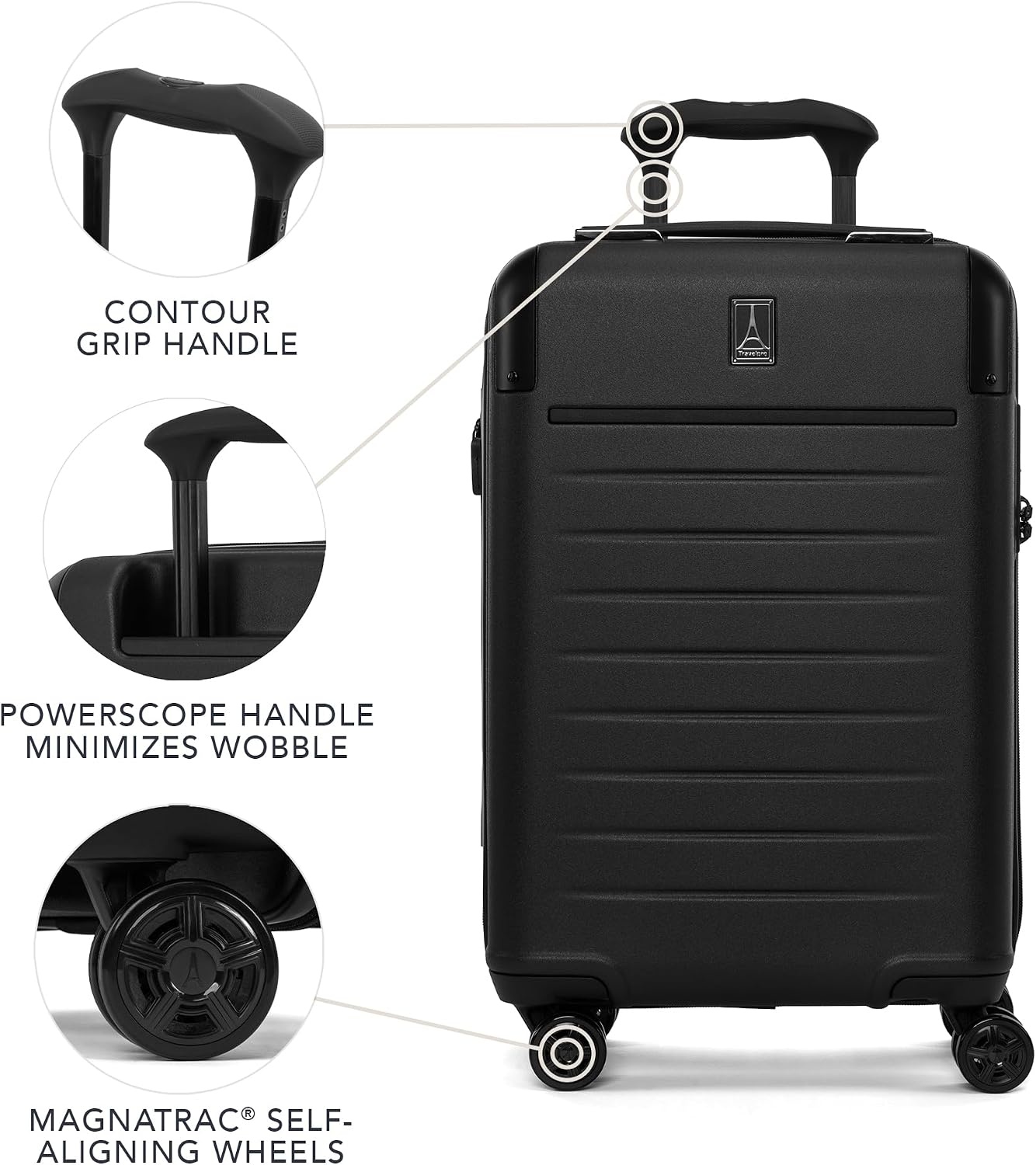 image:imageTravelpro Platinum Elite Hardside Checked Luggage Spinner Black 28InchJet Black