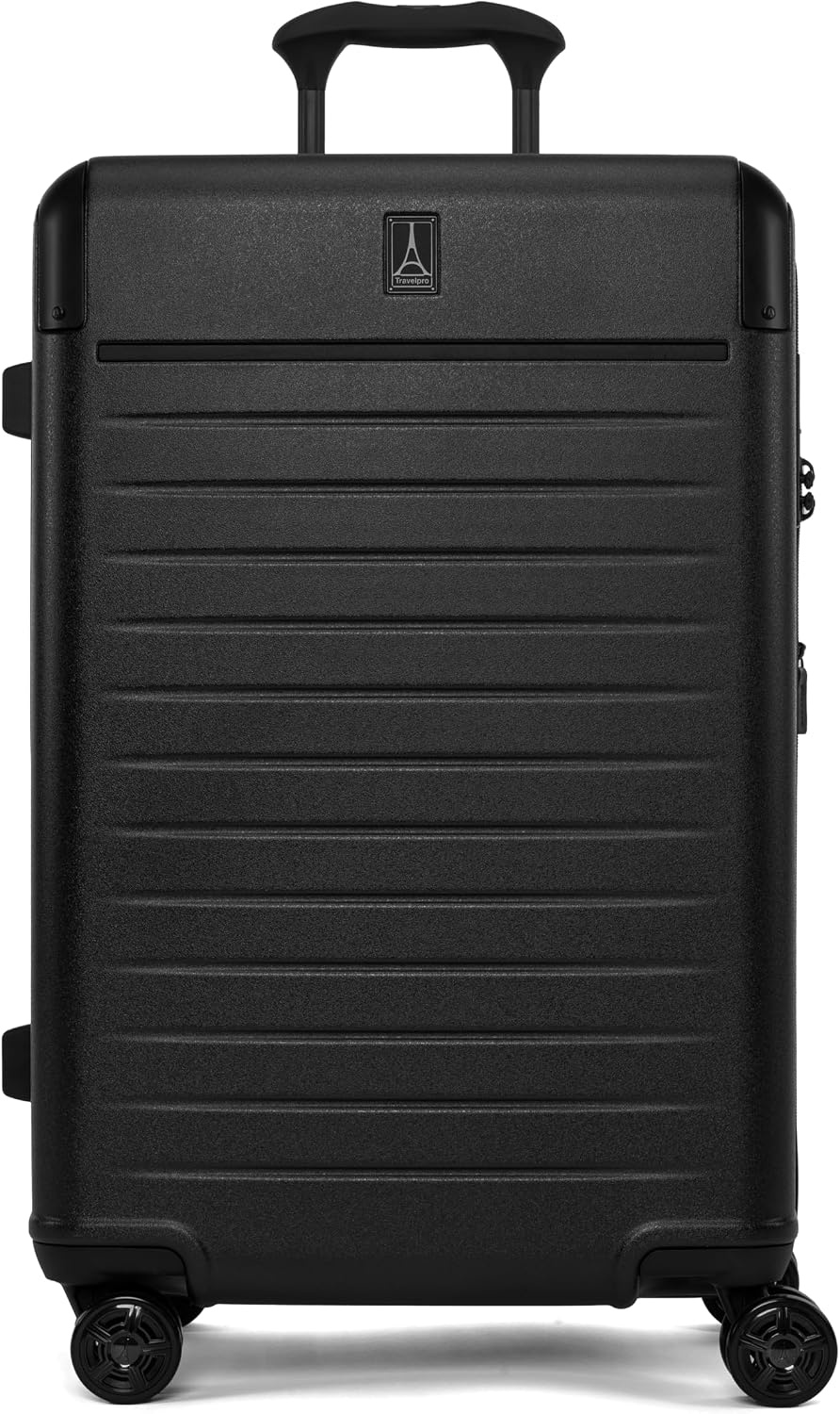 image:imageTravelpro Platinum Elite Hardside Checked Luggage Spinner Black 28InchJet Black