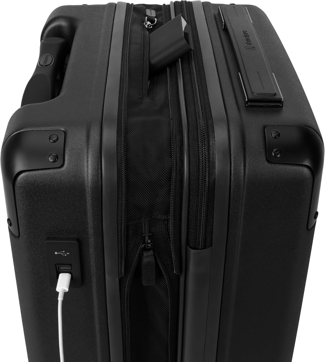 image:imageTravelpro Platinum Elite Hardside Checked Luggage Spinner Black 28InchJet Black