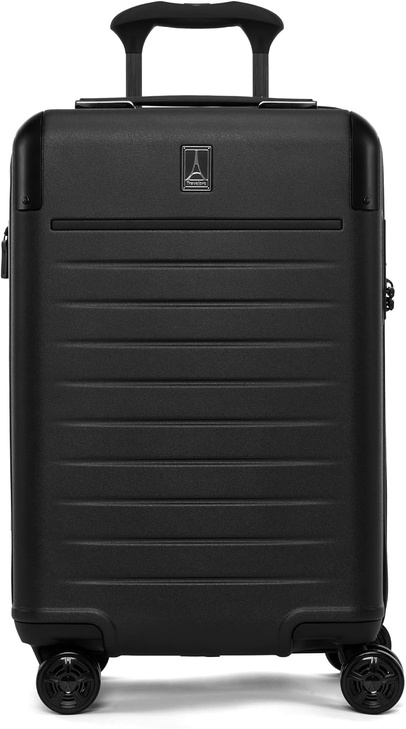 image:imageTravelpro Platinum Elite Hardside Checked Luggage Spinner Black 28InchJet Black