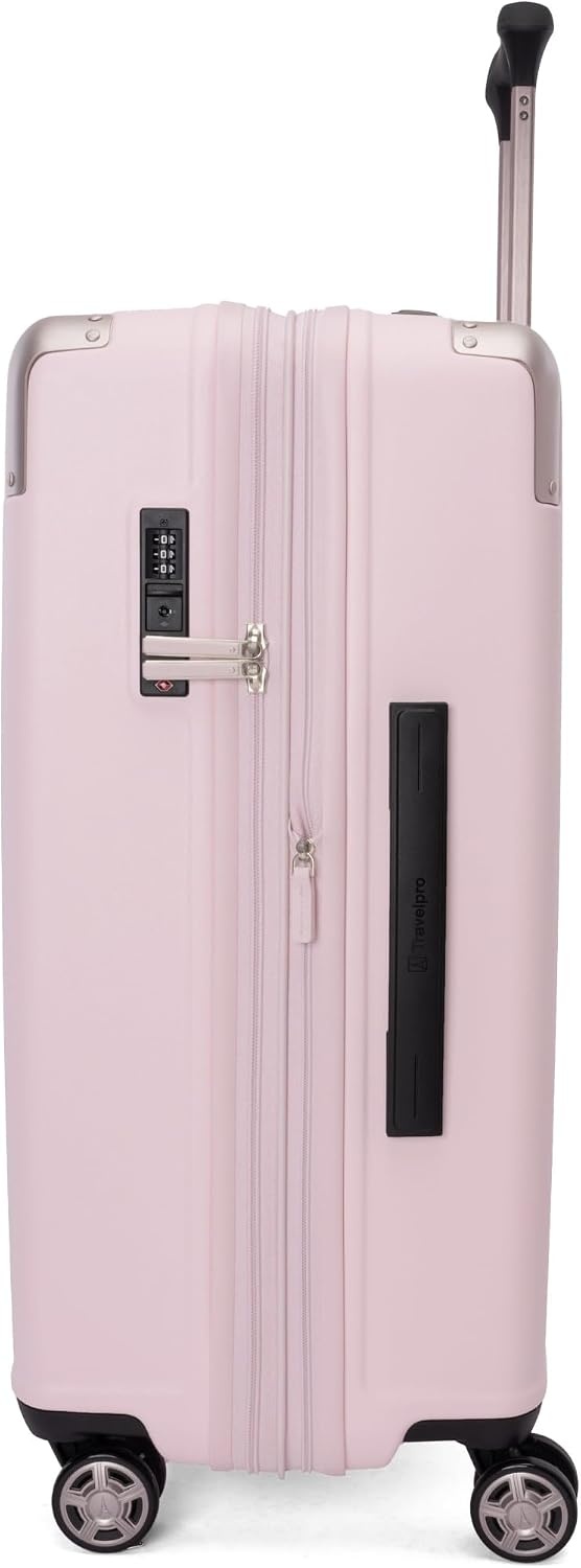 image:imageTravelpro Platinum Elite Hardside Checked Luggage Spinner Black 28InchPowder Pink