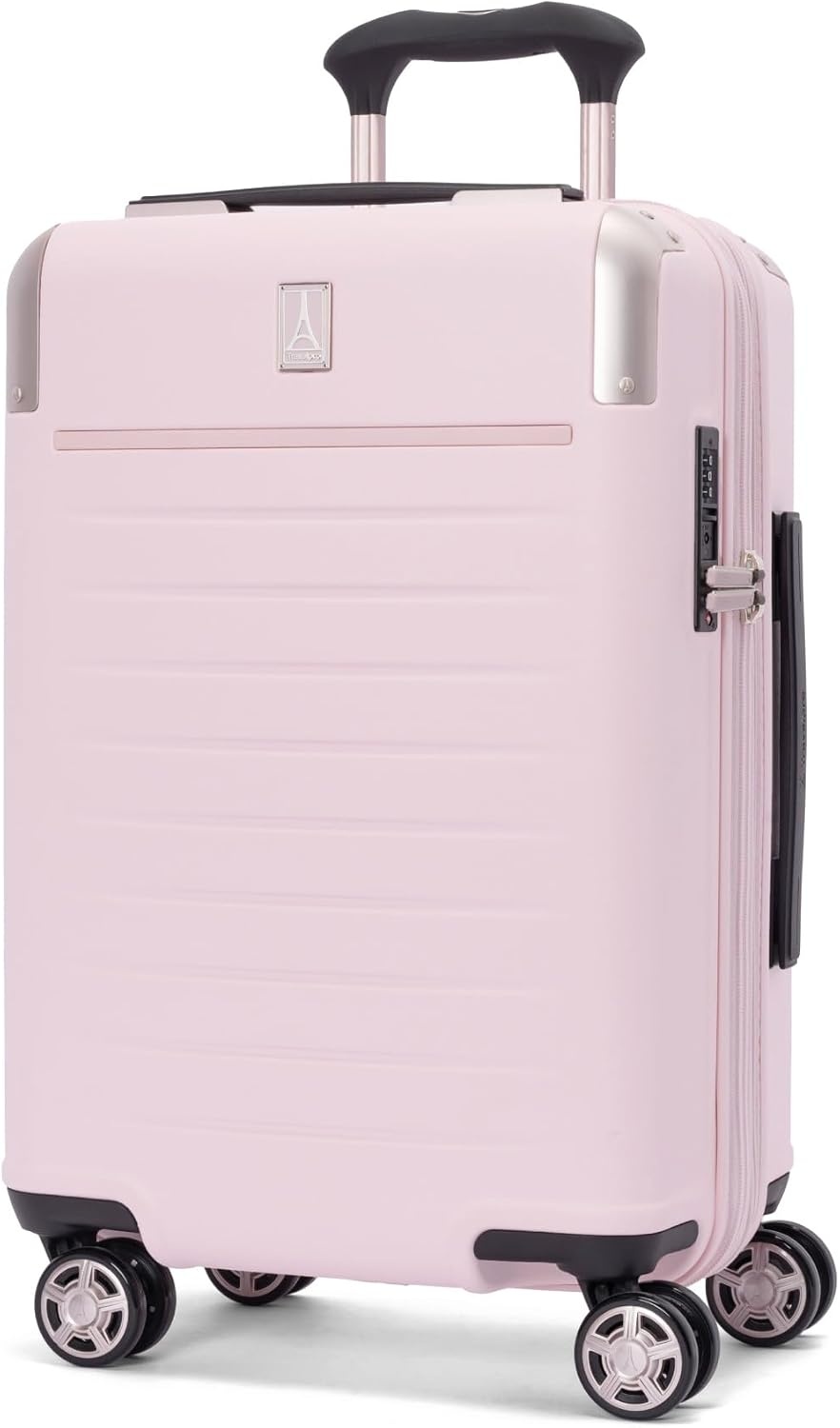 image:imageTravelpro Platinum Elite Hardside Checked Luggage Spinner Black 28InchPowder Pink