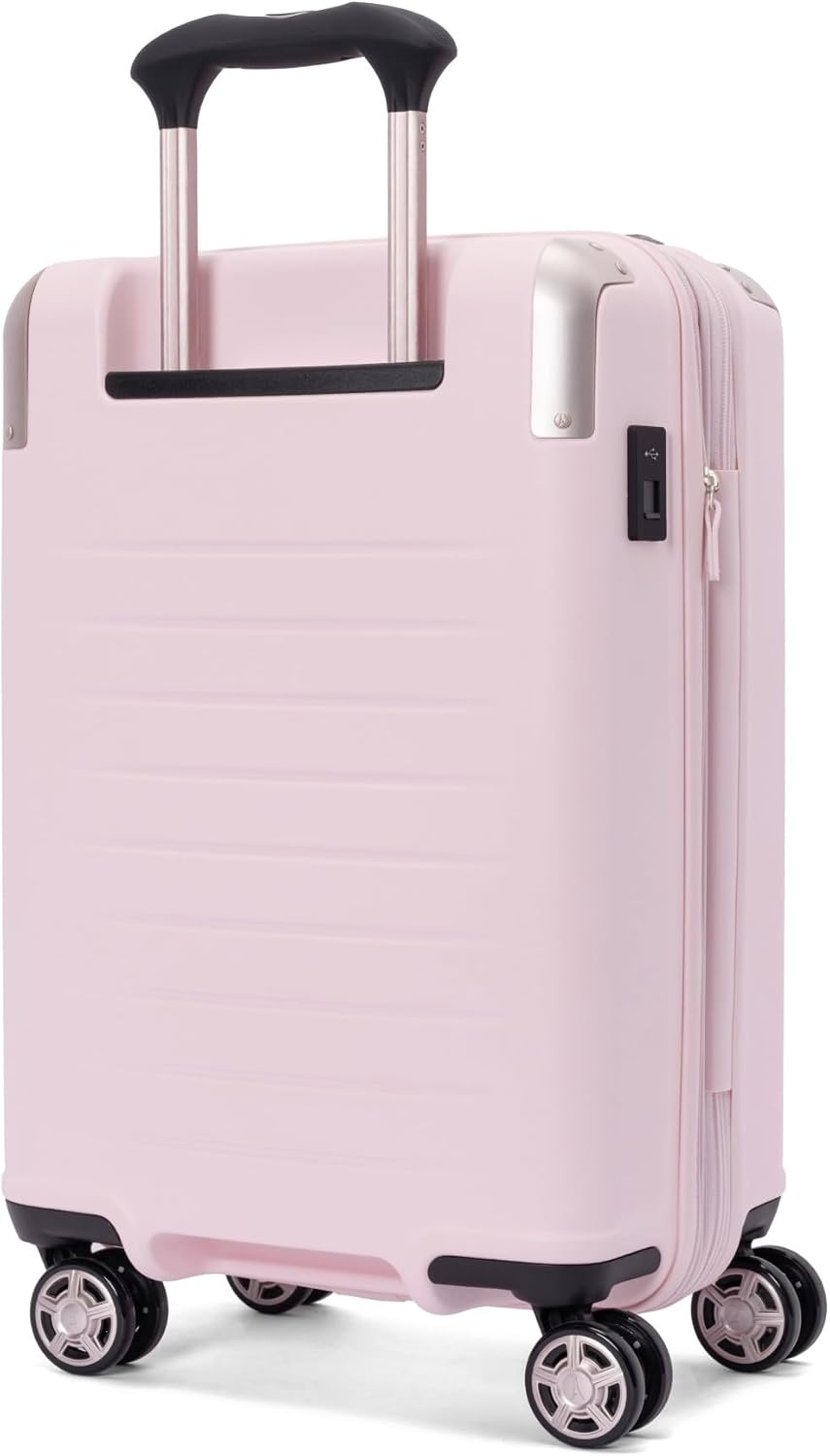 image:imageTravelpro Platinum Elite Hardside Checked Luggage Spinner Black 28InchPowder Pink