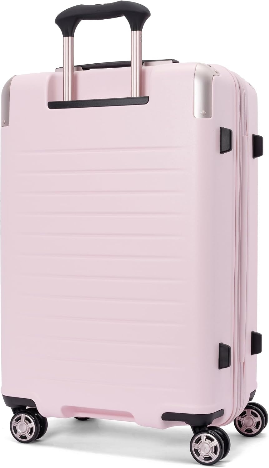 image:imageTravelpro Platinum Elite Hardside Checked Luggage Spinner Black 28InchPowder Pink