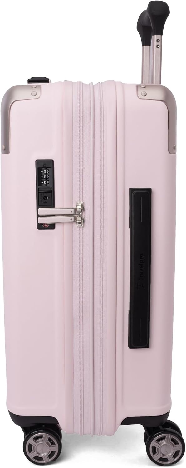 image:imageTravelpro Platinum Elite Hardside Checked Luggage Spinner Black 28InchPowder Pink